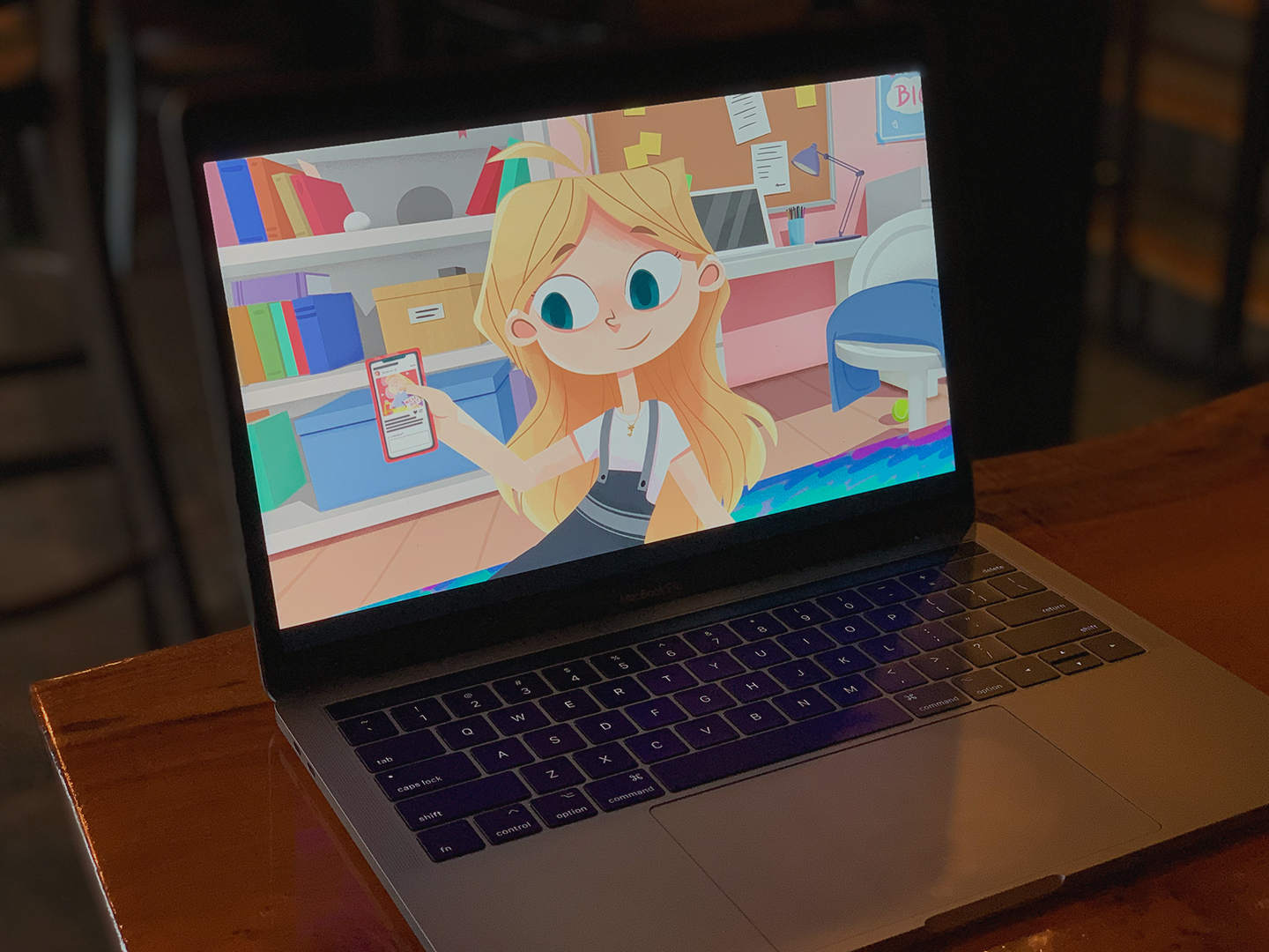 Cartoon on laptop